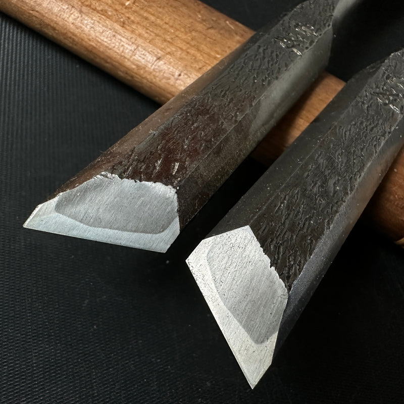 Old stock #2 Masaie Shorter Timber Oblique chisels Set 18mm _______掘出し物 #2 正家 イスカ半叩き鑿セット 18mm