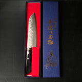 Damascus Finish Santoku Kitchen Knife 青紙鋼 墨流し 三徳包丁 180mm