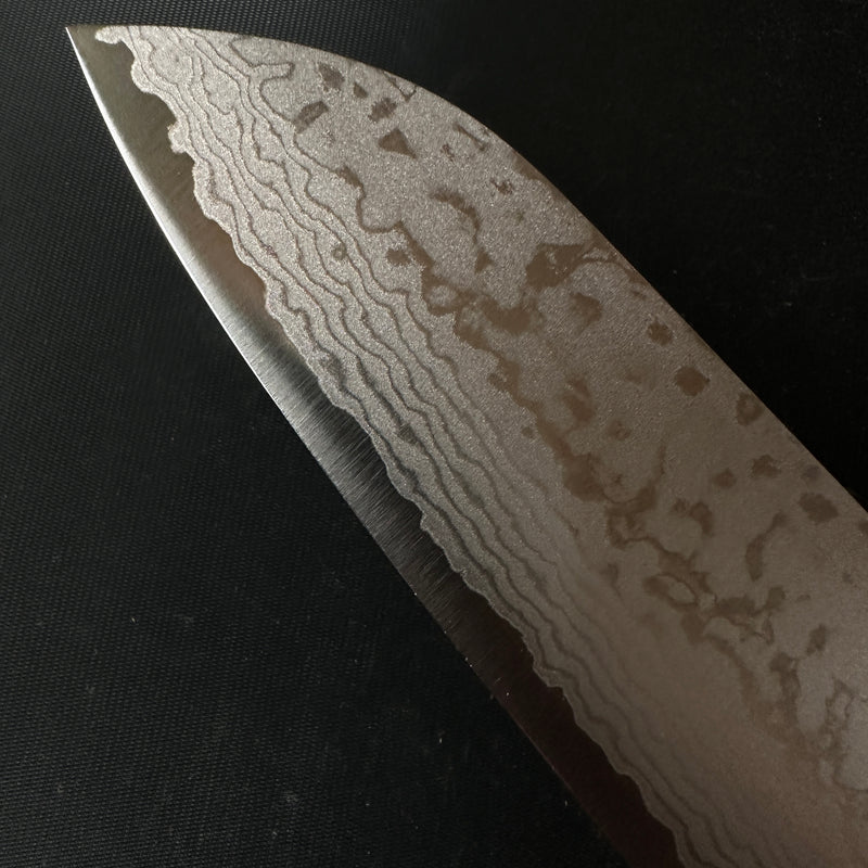 Damascus Finish Santoku Kitchen Knife 青紙鋼 墨流し 三徳包丁 180mm