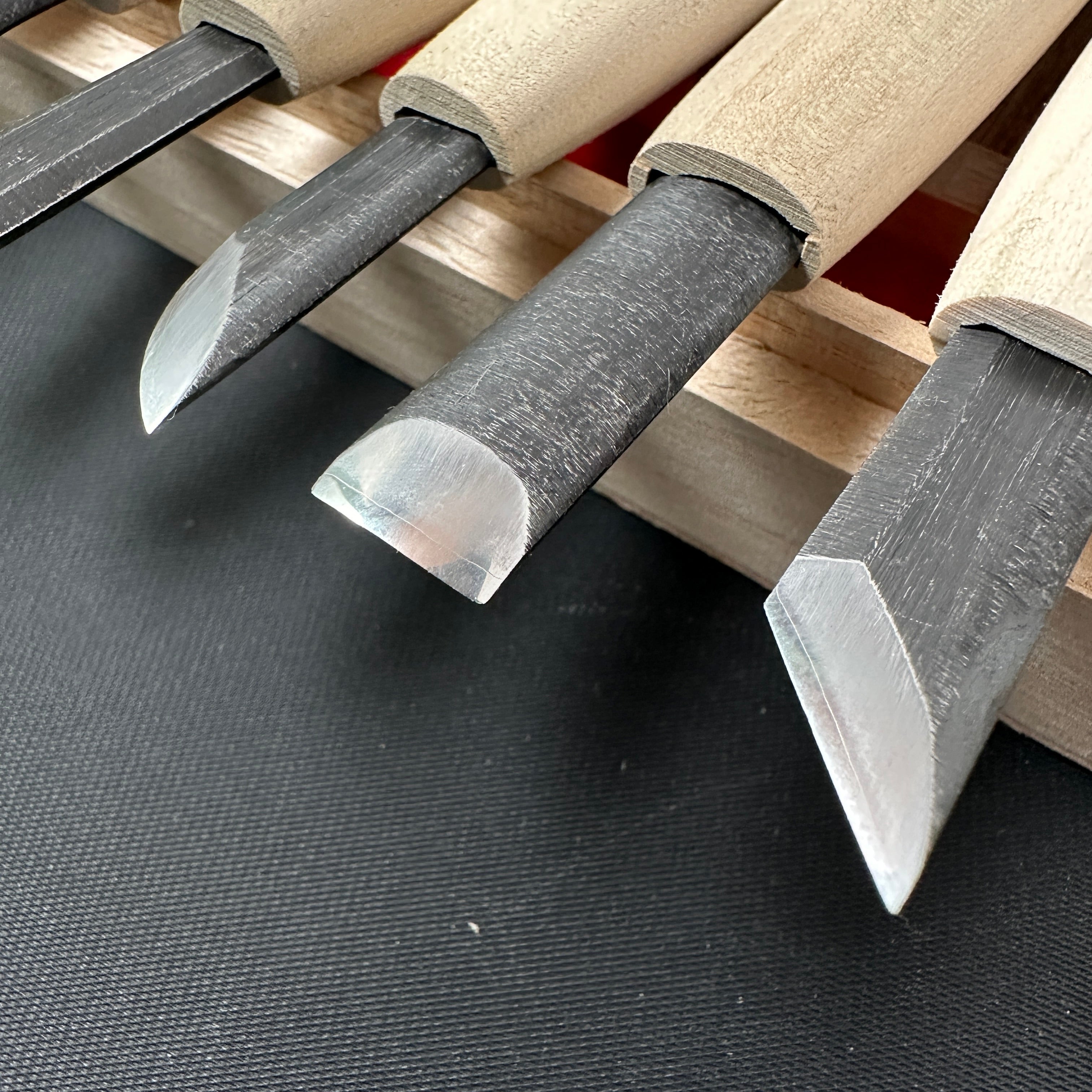 Yari Carving chisels set with Blue steel by Chousei 槍 彫刻刀10本組  青紙スーパー鋼 Chokokuto