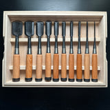 Yoshitaka Sotomaru chisels set  with white steel   義隆 外丸組鑿 10本組 白紙鋼