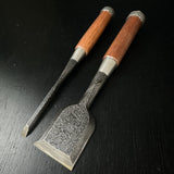 Tasai Mokume Special Bench chisels Red oak handle    田斎作 木目 追入鑿 赤樫柄