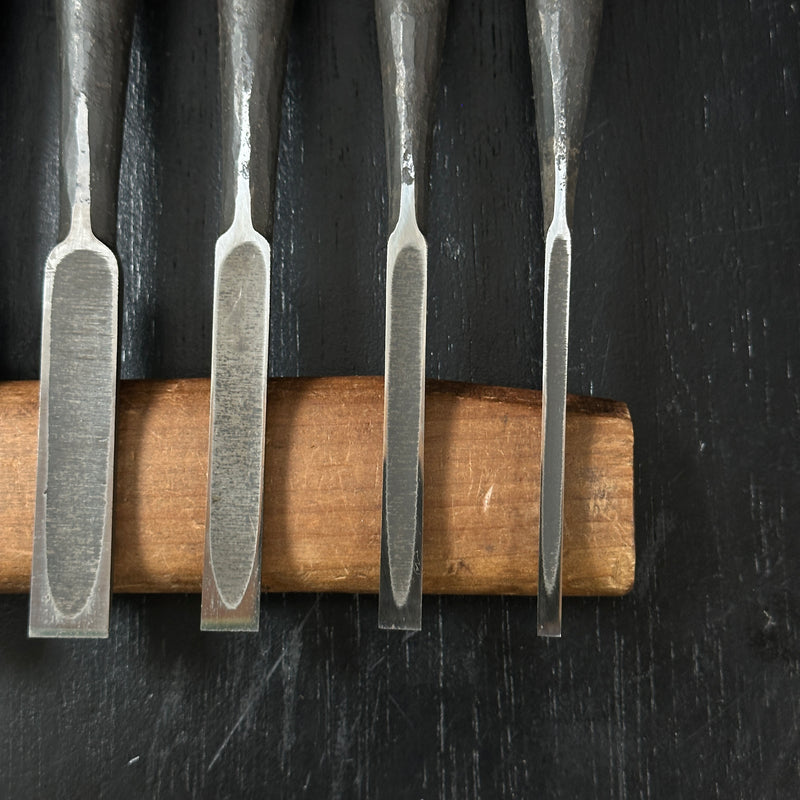 Old Stock Masayoshi Bench chisels set with wooden box 正よし 追入組鑿 桐箱付 Oirenomi