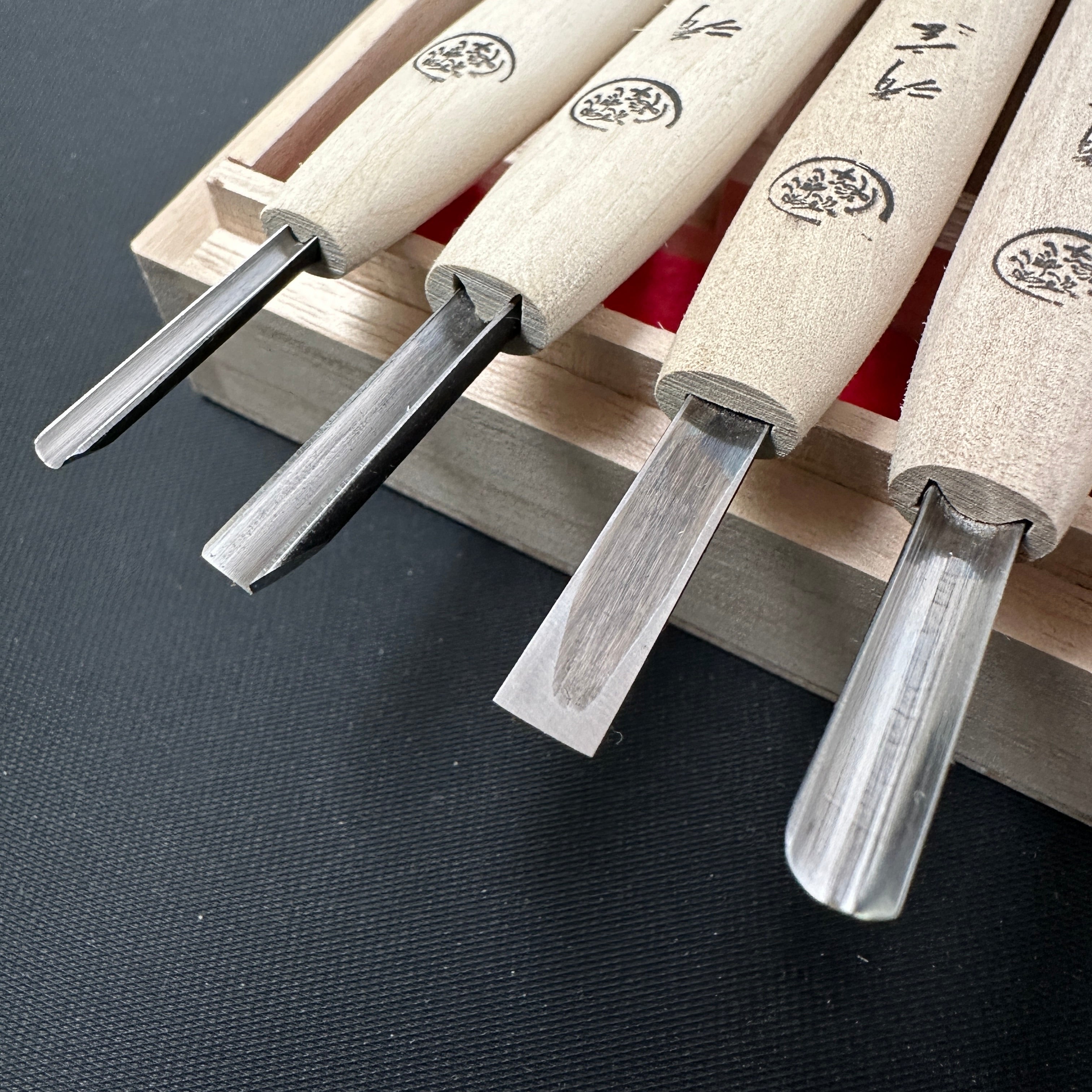 Yari Carving chisels set with Blue steel by Chousei 槍 彫刻刀10本組  青紙スーパー鋼 Chokokuto