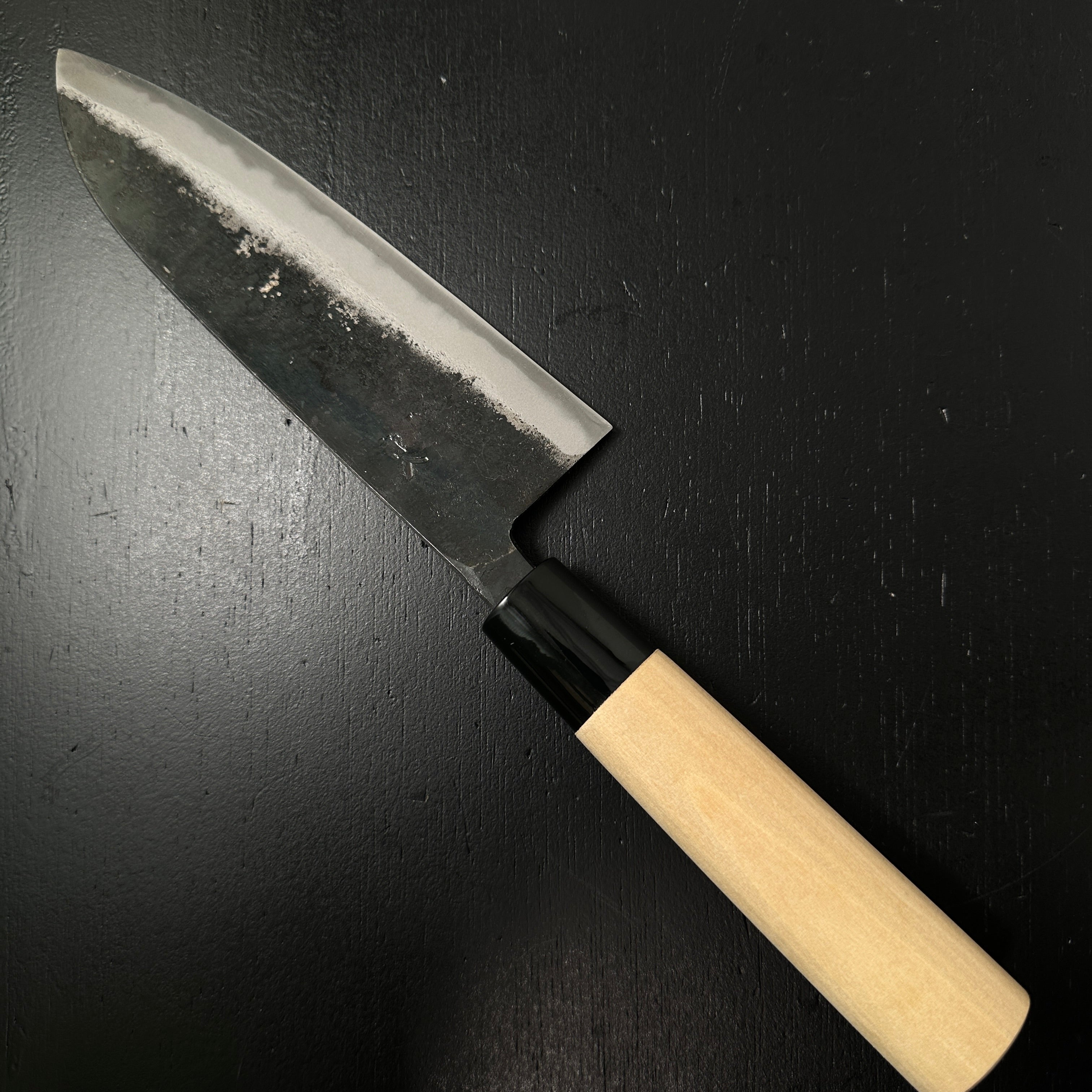 TokyoKouetsu Kurouchi Santoku Kife Blue Steel 165mm    東京侊悦 黒打 三徳包丁 165mm 青紙 P柄シノギ付