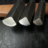 Lightly used Hidari Ichihiro Second Generation  Maru shorter Timber chisels set by Yamazaki Shouzou 山崎正三作 左市弘  丸半叩き組鑿 使用品 Used Tatakinomi