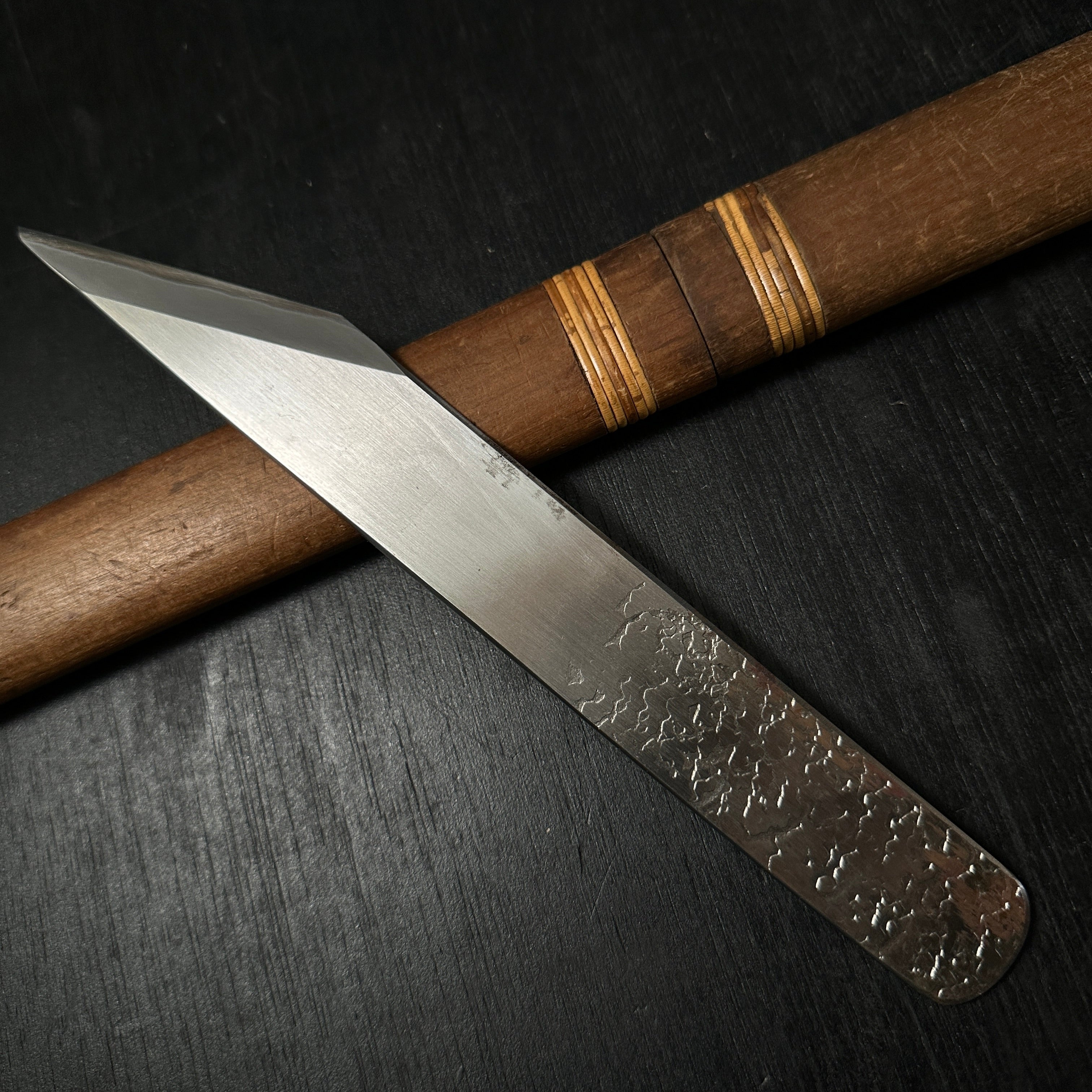 Old stock Sakamitsu 1st generation Kiridashi Kokatana with white steel  掘出し物 初代坂光作 切出小刀 右 30mm 鞘付