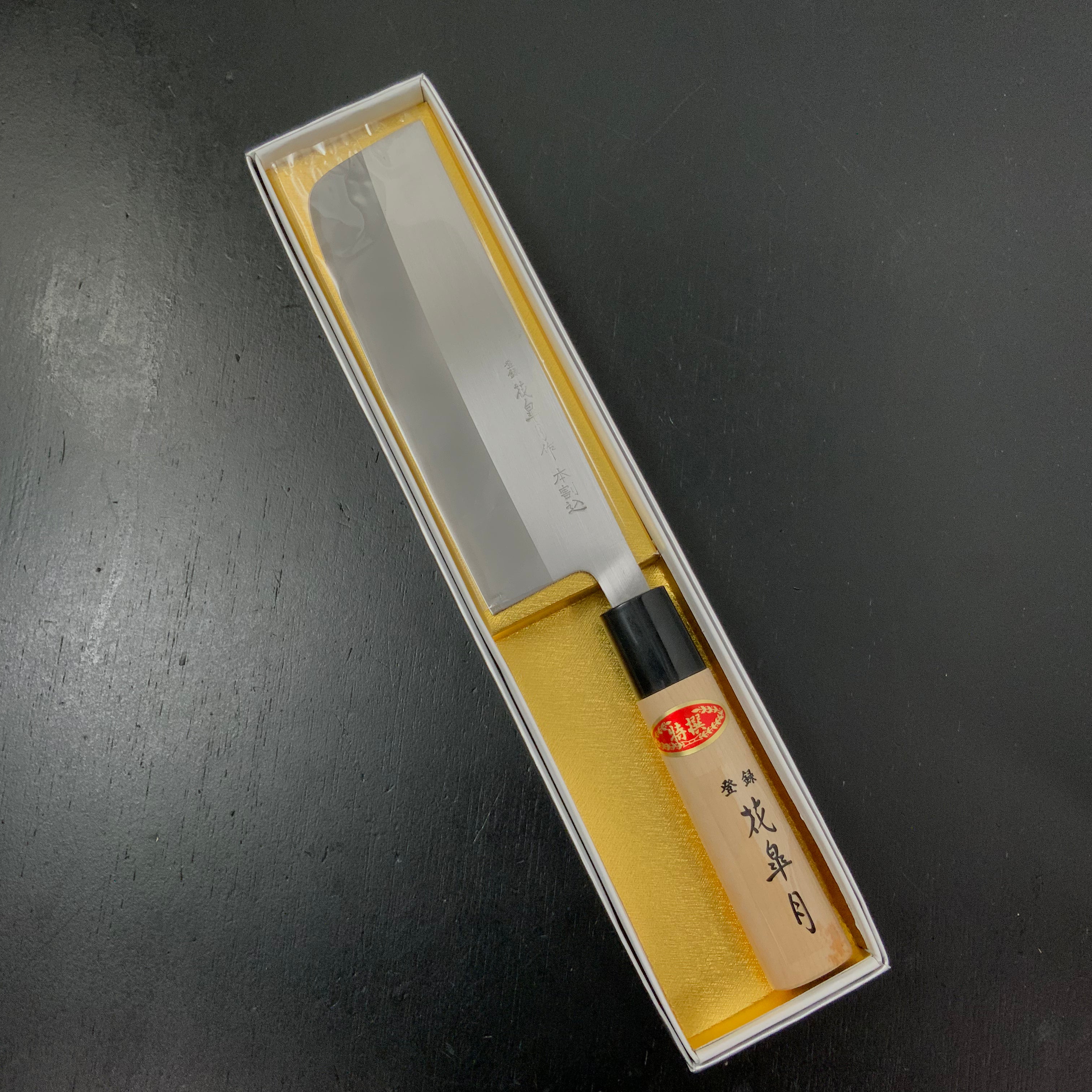 Hanasatsuki Nakiri Knife White Steel intercalation 165mm    花皐月 菜切包丁 165mm 白紙網 本割込