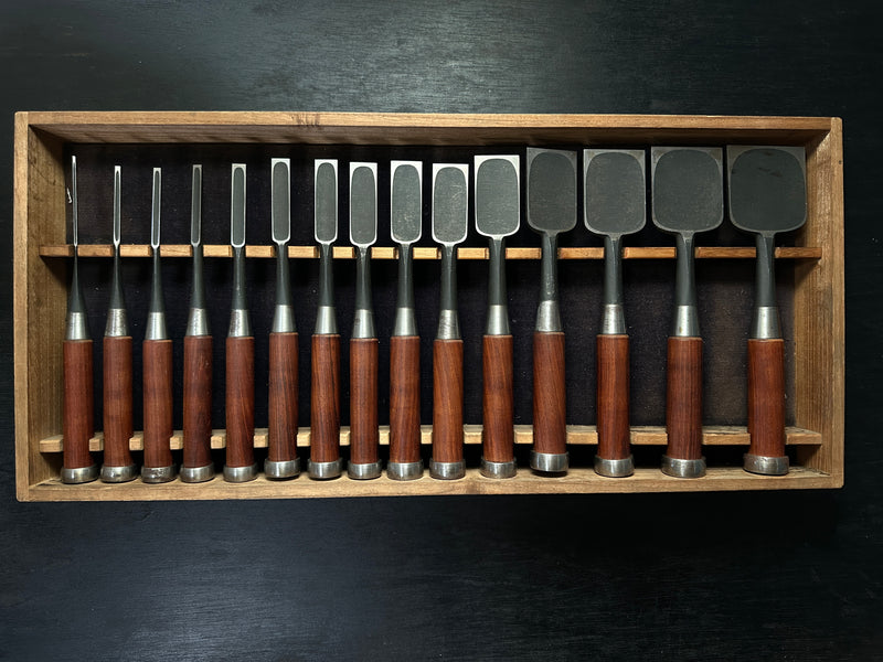 Hidari Ichihiro 2nd Bench chisels set by Yamazaki Shouzou 山崎勇作 左市弘 追入15本組鑿 Oirenomi