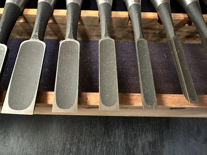 Hidari Ichihiro 2nd Bench chisels set by Yamazaki Shouzou 山崎勇作 左市弘 追入15本組鑿 Oirenomi