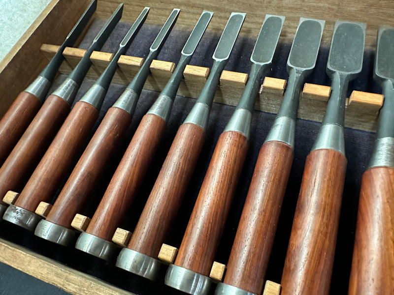 Hidari Ichihiro 2nd Bench chisels set by Yamazaki Shouzou 山崎勇作 左市弘 追入15本組鑿 Oirenomi