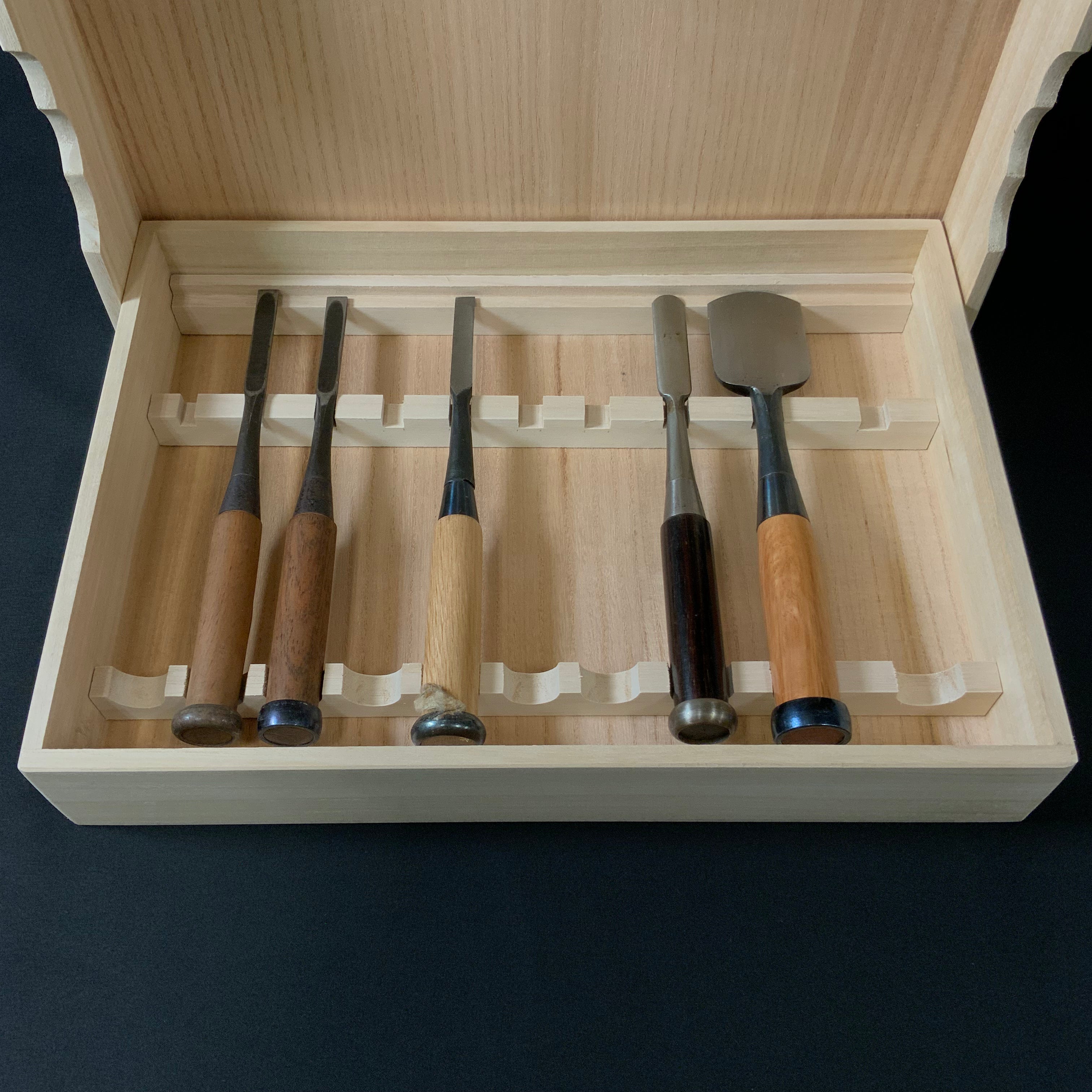 Wooden Tool Box for Bench ChiselsSet for 10pc 追入組鑿用桐箱 10本 Wooden Tool Box for Bench ChiselsSet for 10pc 追入組鑿用桐箱 10本