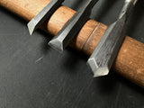 Old Stock Carving chisels set by Blue steel  掘出し物 彫刻組鑿 青紙鋼 10本組