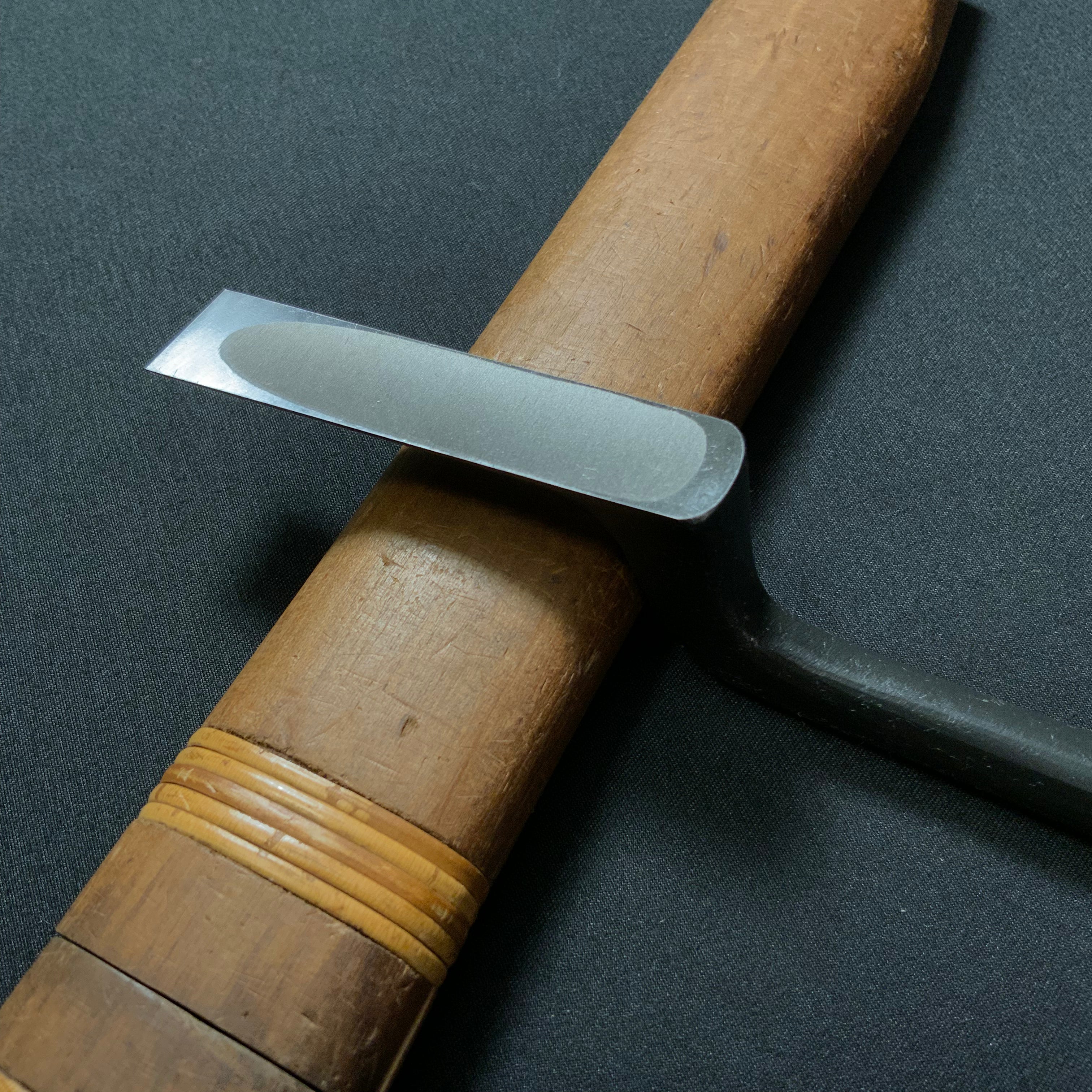 田斎作 黒仕上 鎬コテのみ 赤樫柄 Tasai Special Dovetail type Trowel chisel (Kote nomi)  black finished with red wood handle