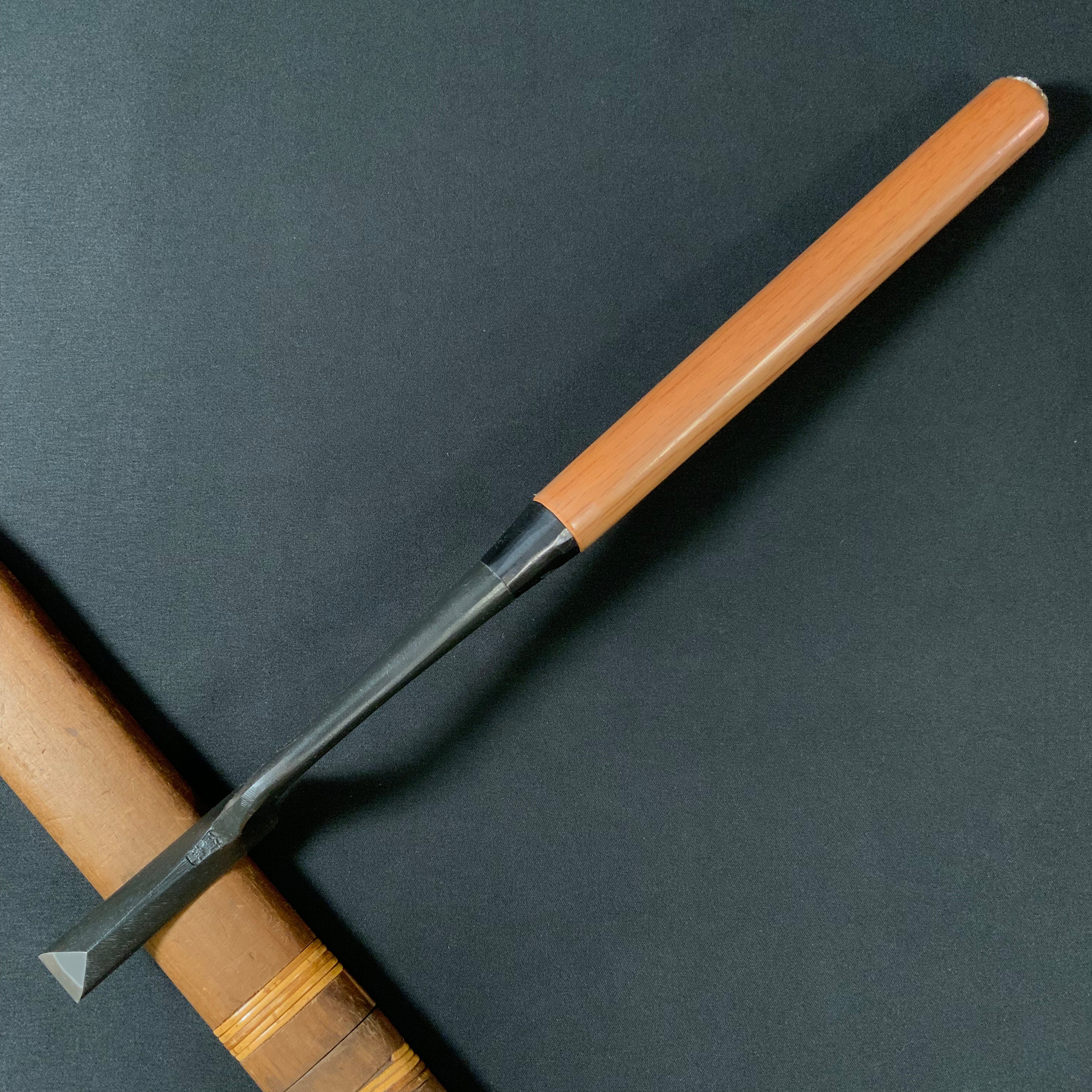 田斎作 黒仕上 鎬コテのみ 赤樫柄 Tasai Special Dovetail type Trowel chisel (Kote nomi)  black finished with red wood handle