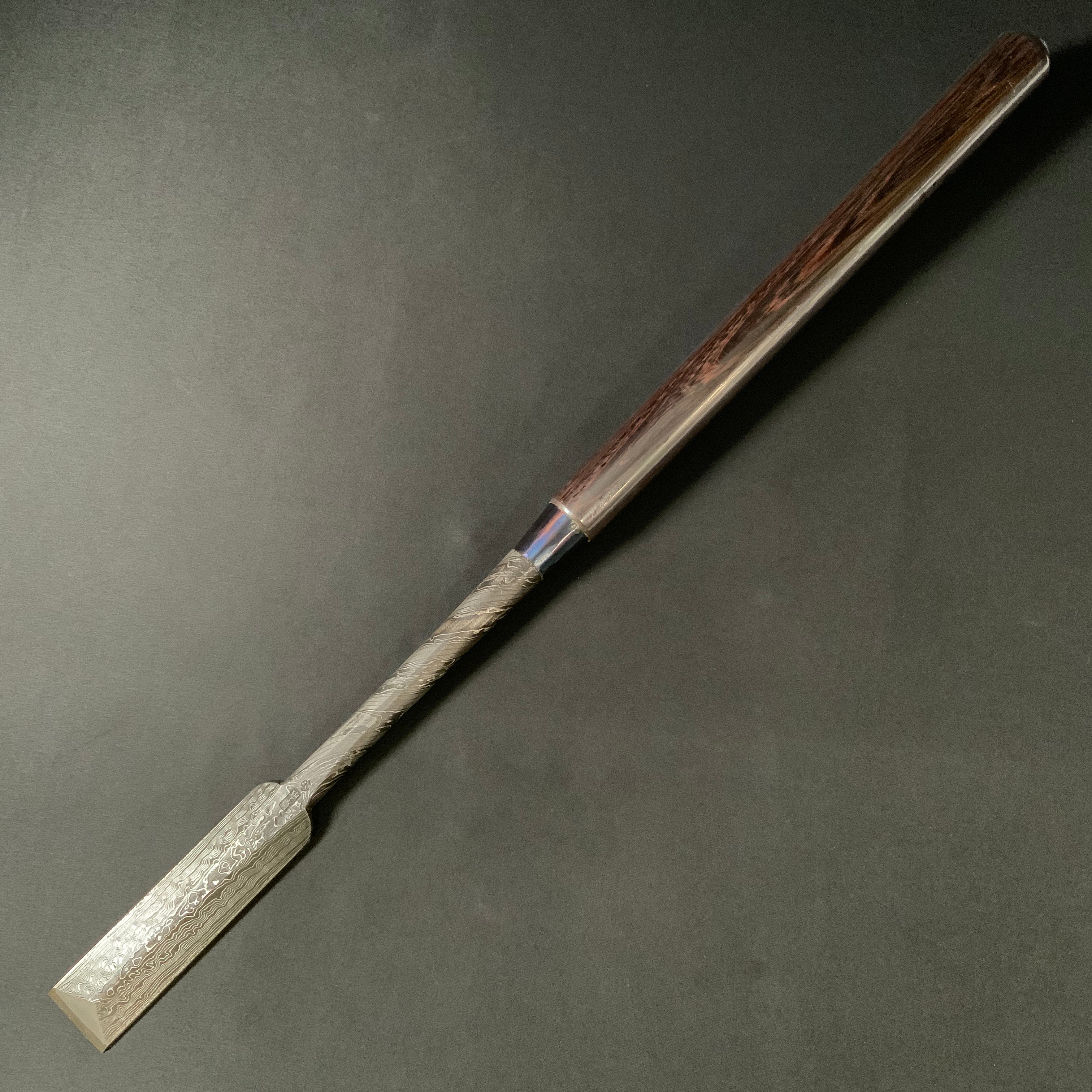 Tasai Mokume Special Dovetail Bench (Hontsuki) chisels with Cassia siamea handle   田斎作 木目 鎬本突き鑿 鉄刀木柄 36mm