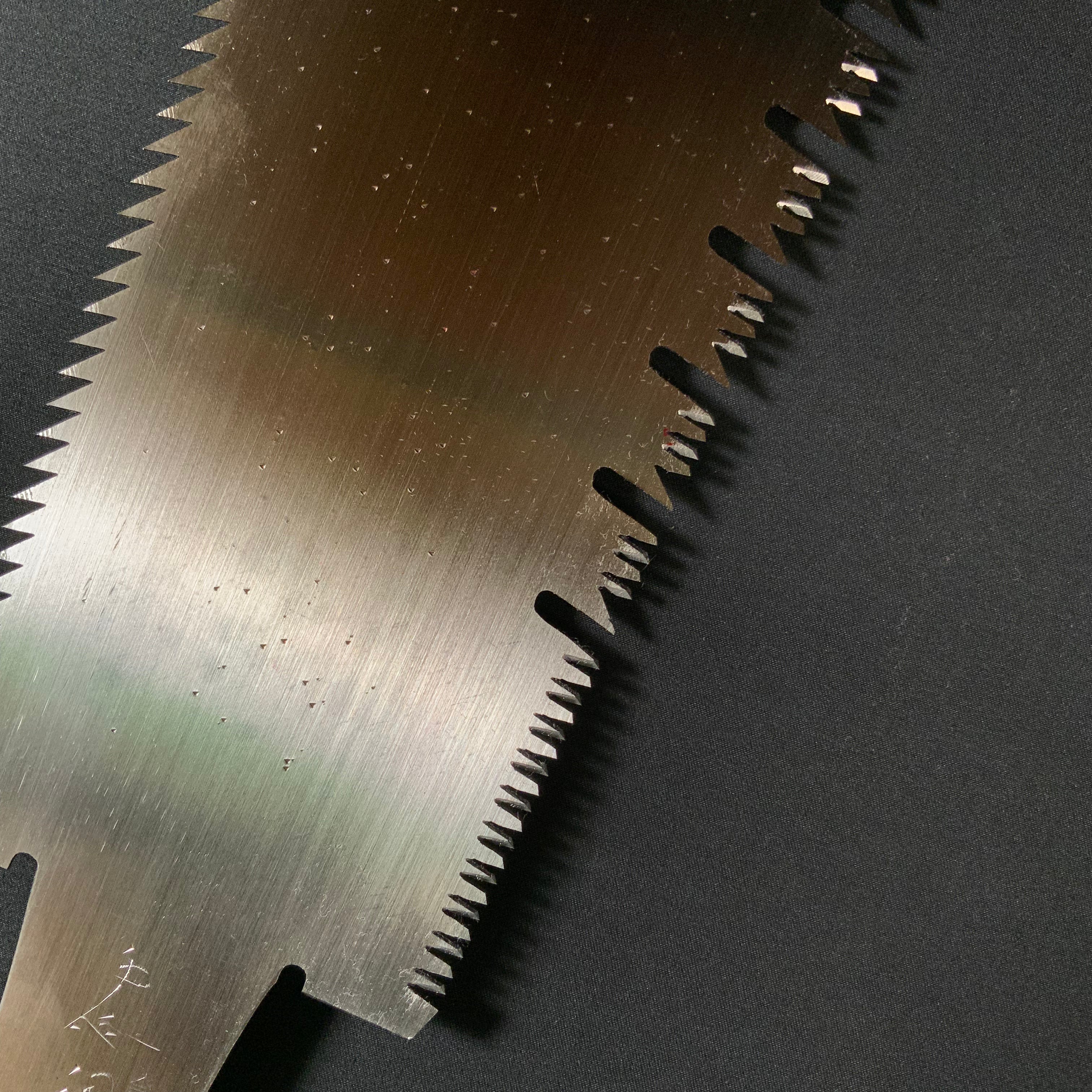 #218  Nagakatsu Double Edge Saw Eddy Type Handles set by Kurashige For Soft Wood 渦巻き柄 両刃鋸 280mm 針葉材用