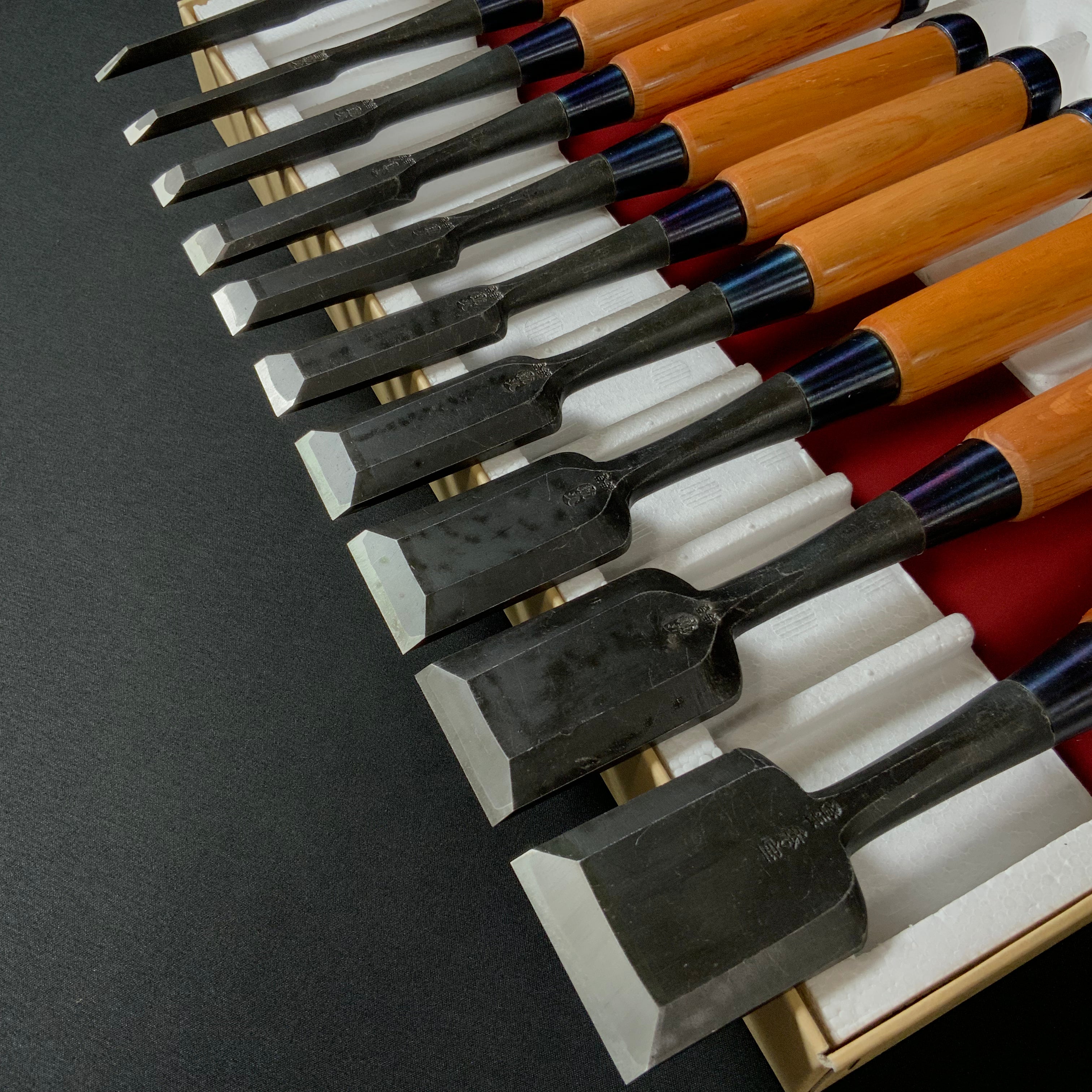 #M187 Mixed set  Bench chisels 10pc set by Sukemaru and Syuhou   助丸 秀宝 バラ鑿合わせ  追入10本組鑿