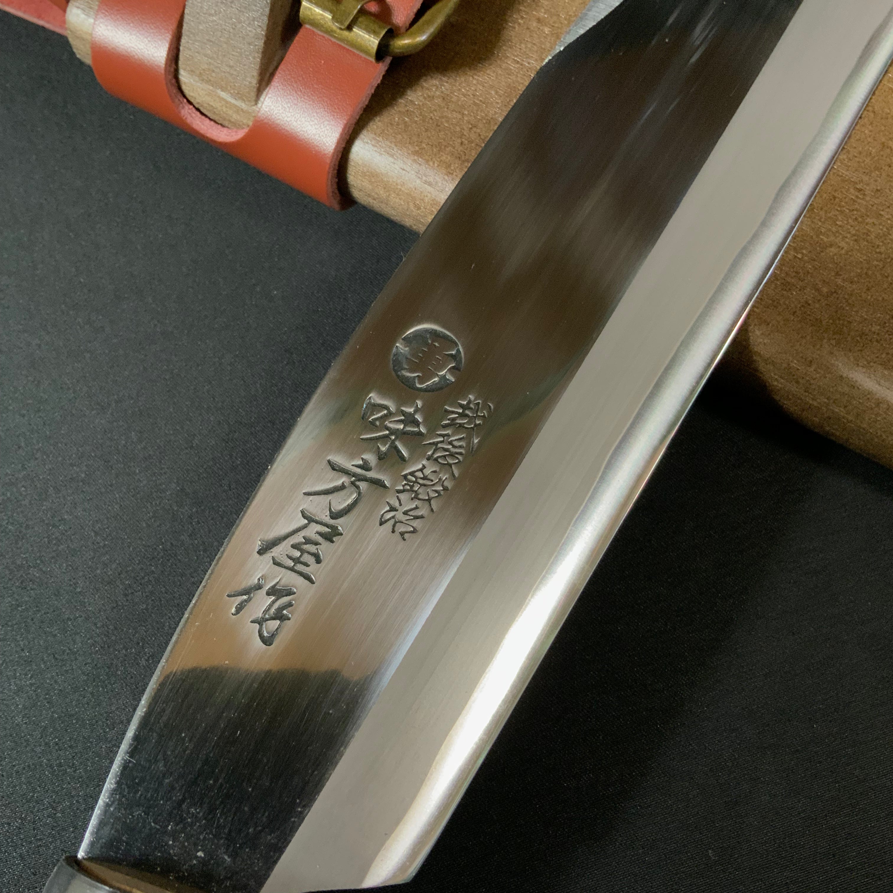 味方屋作 鉈 片刃 磨き仕上げ 右 165mm  Ajikataya Single edged Nata by HinoUra Tsukasa Right hand