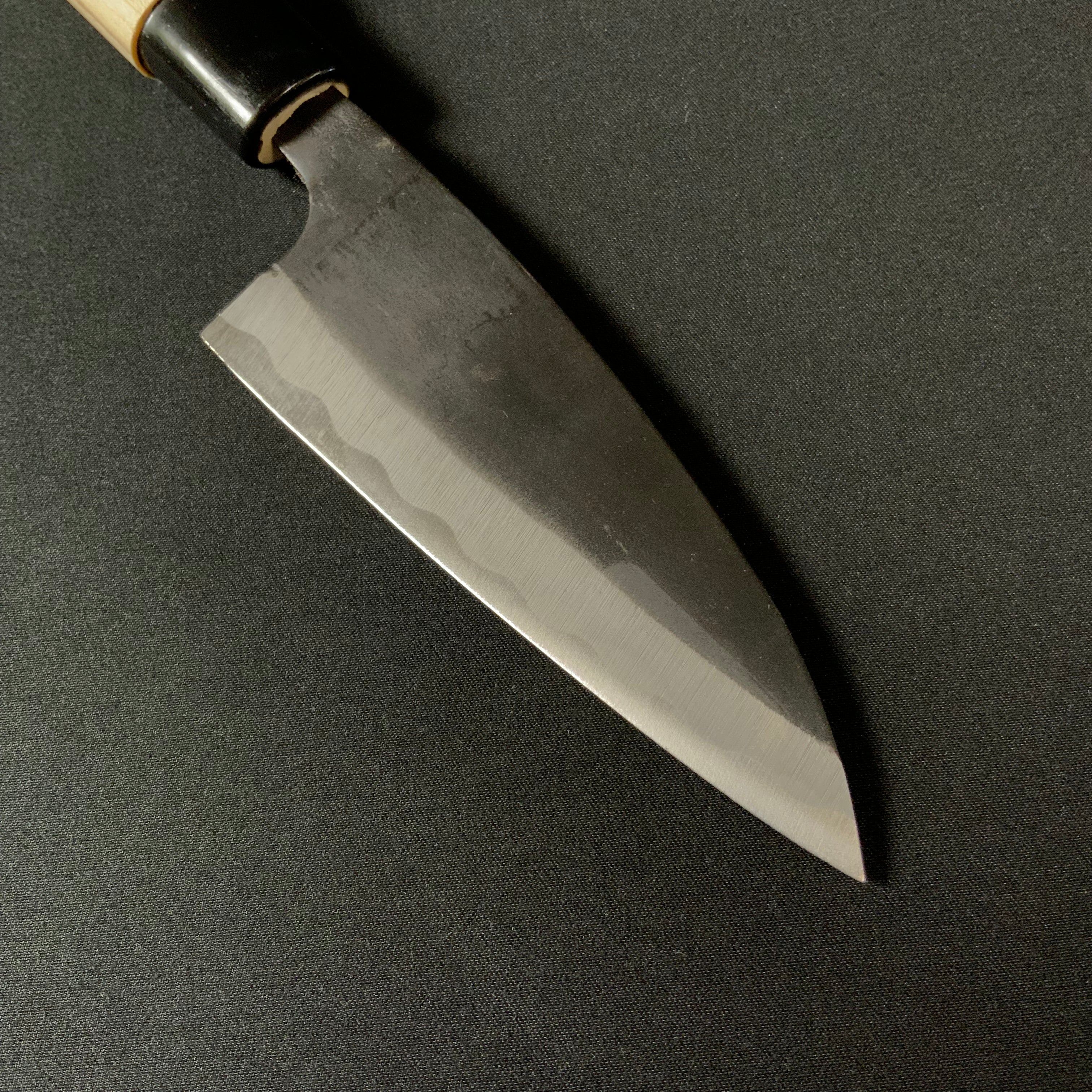 Norimasa Black-forged true laminated blade with oak handle     則正  黒打本割込 樫柄付 105mm