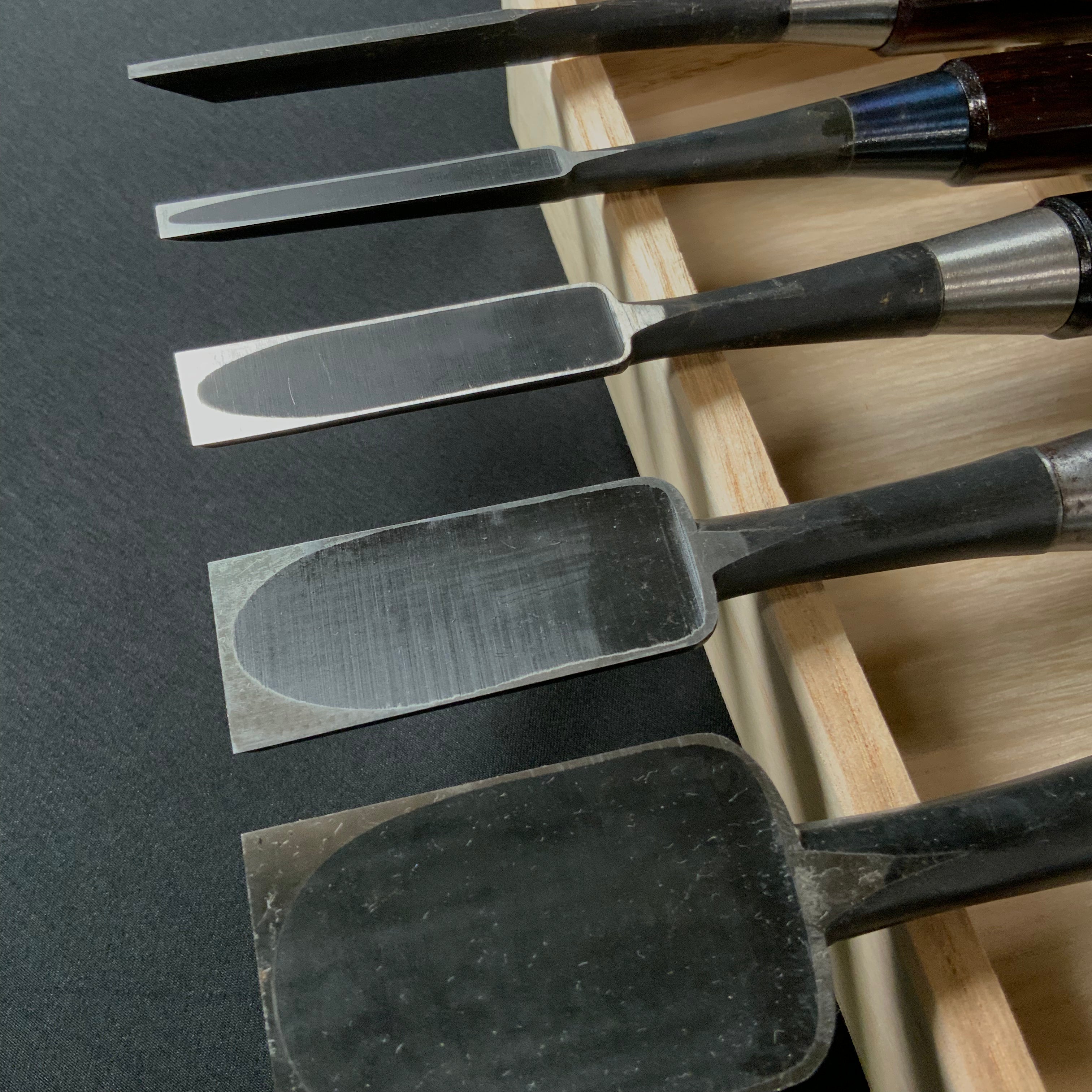 #M190 Old Stock TakaraRyujin  Bench chisels 6pc set    掘出し物 宝龍神 追入鑿 6本組