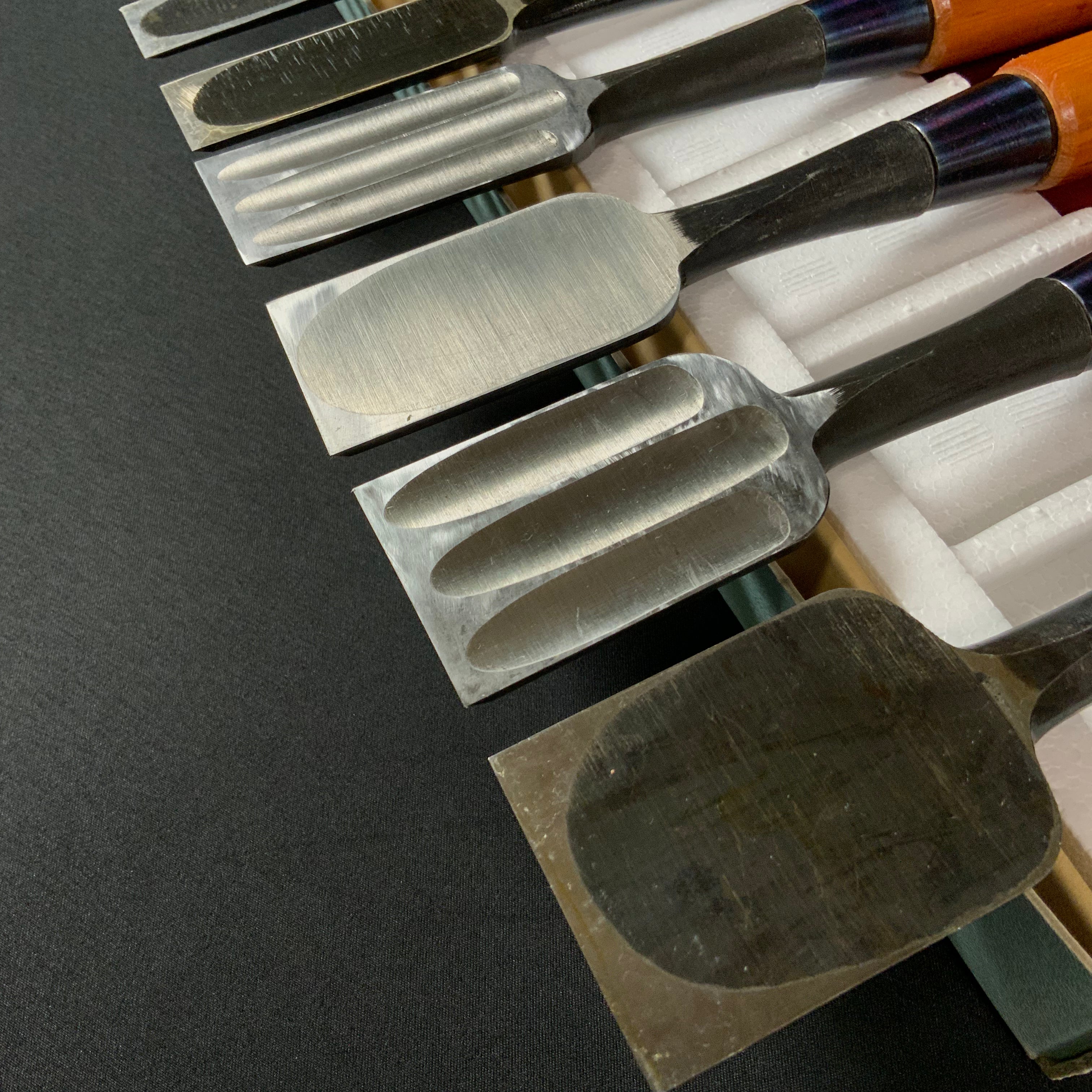 M193 Mixed set Bench chisels set for beginner by unknown smith  バラ鑿合わせ 初心者におすすめ 追入組鑿 M193