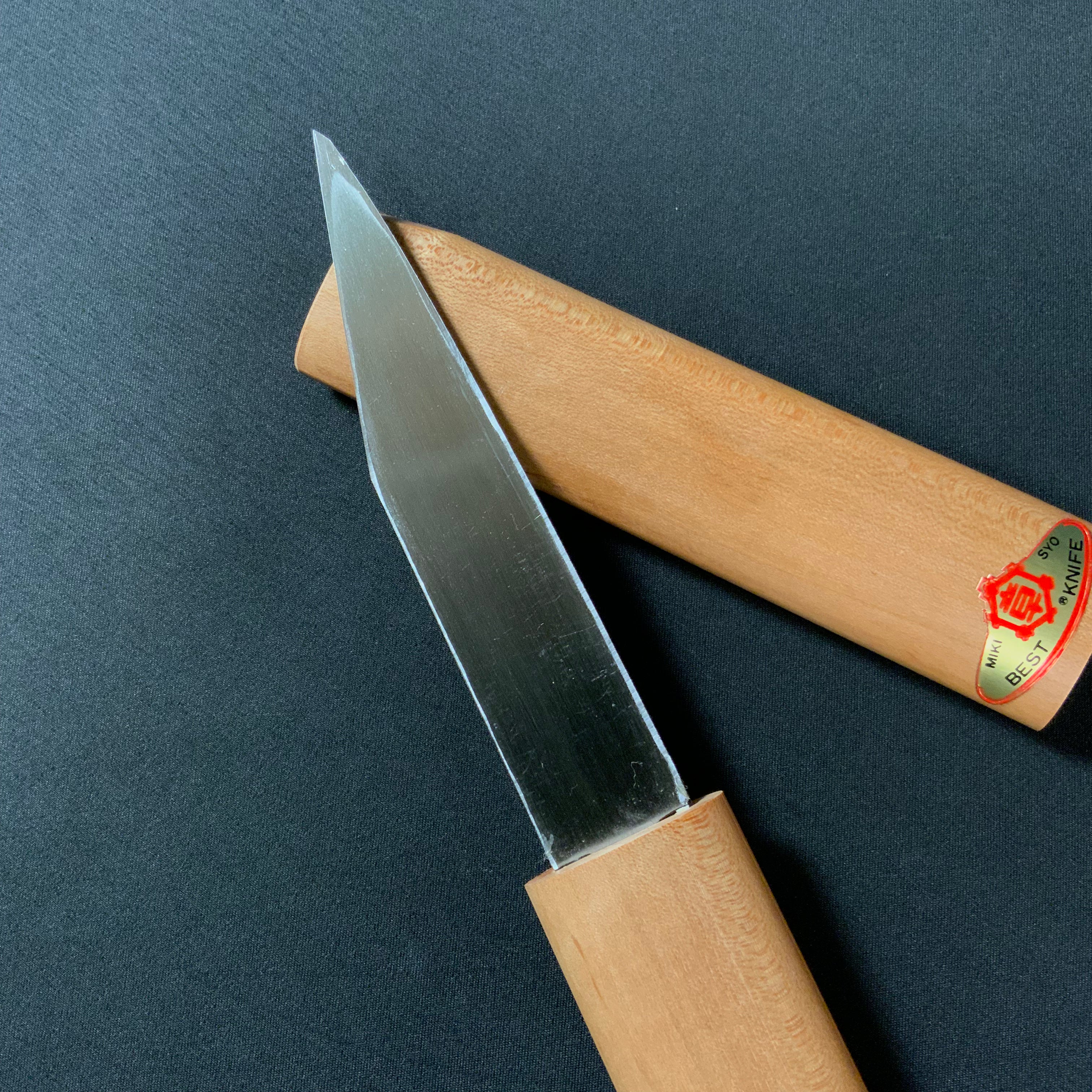 三木章 横手小刀最高級品鞘付 ハイス鋼 右 120mm   Mikisho Yokote Kokatana (Carving knife) right hand High-speed steel
