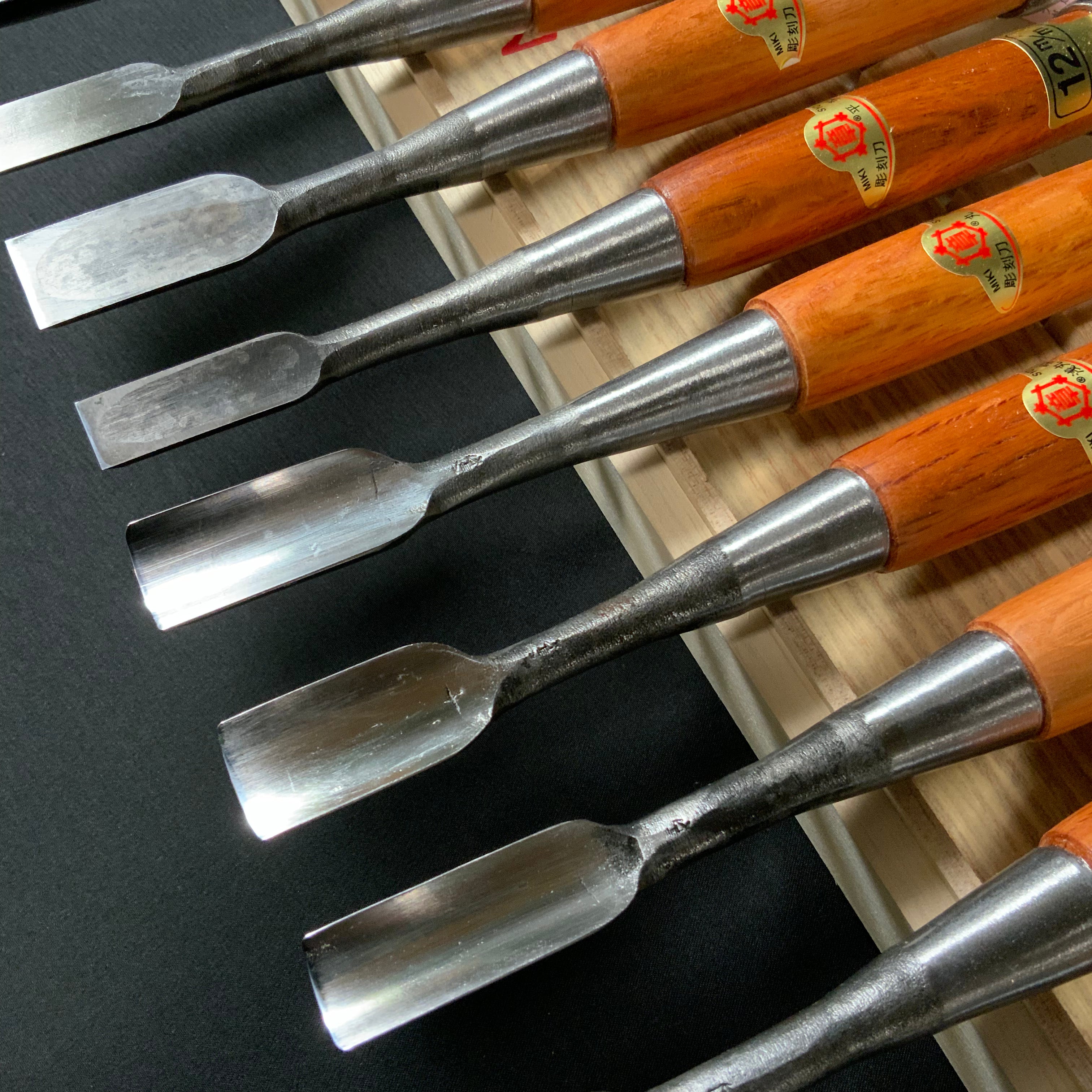 Mikisho Wood carving Timber Chisel 10pc set 三木章 木彫叩きのみ 10本セット