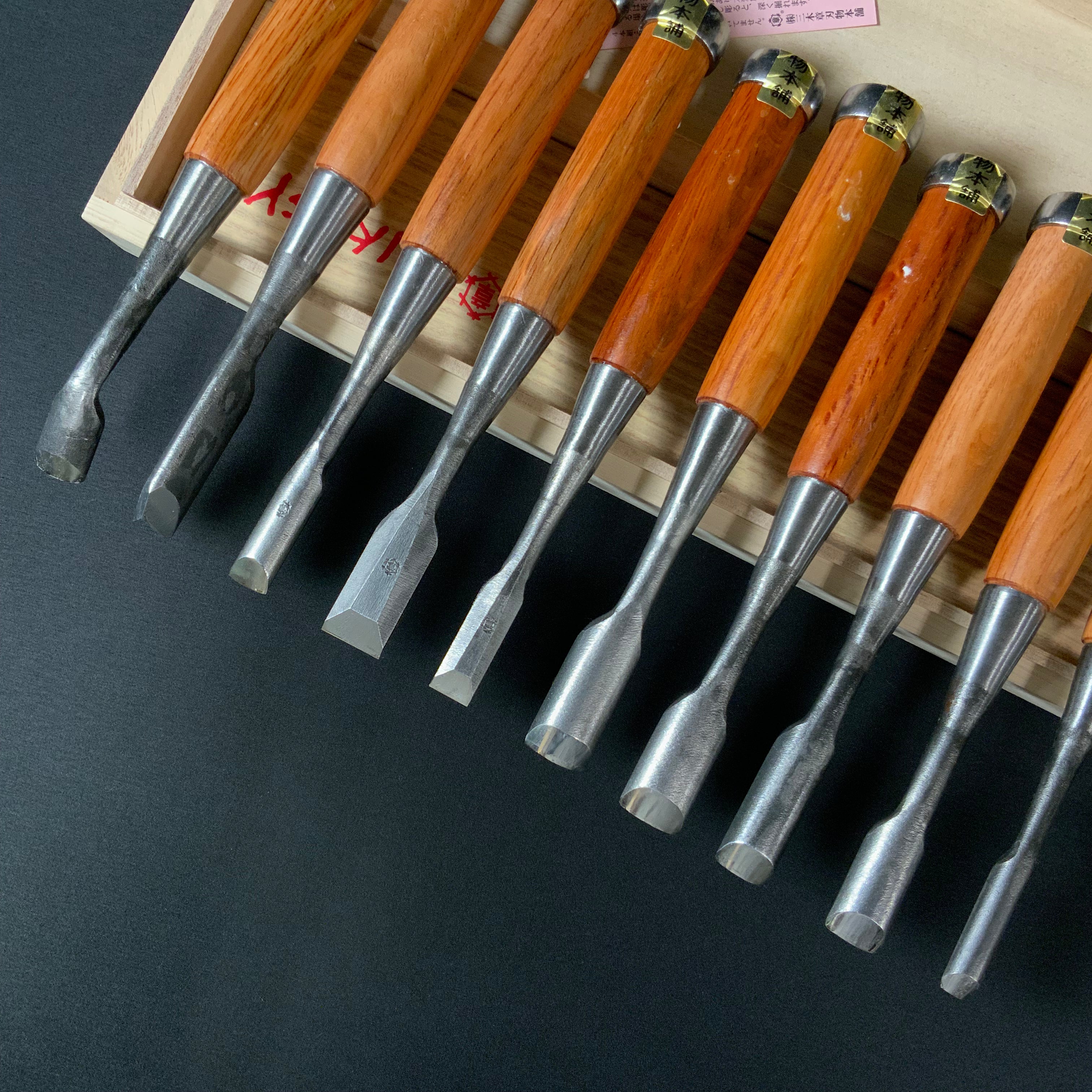 Mikisho Wood carving Timber Chisel 10pc set 三木章 木彫叩きのみ 10本セット