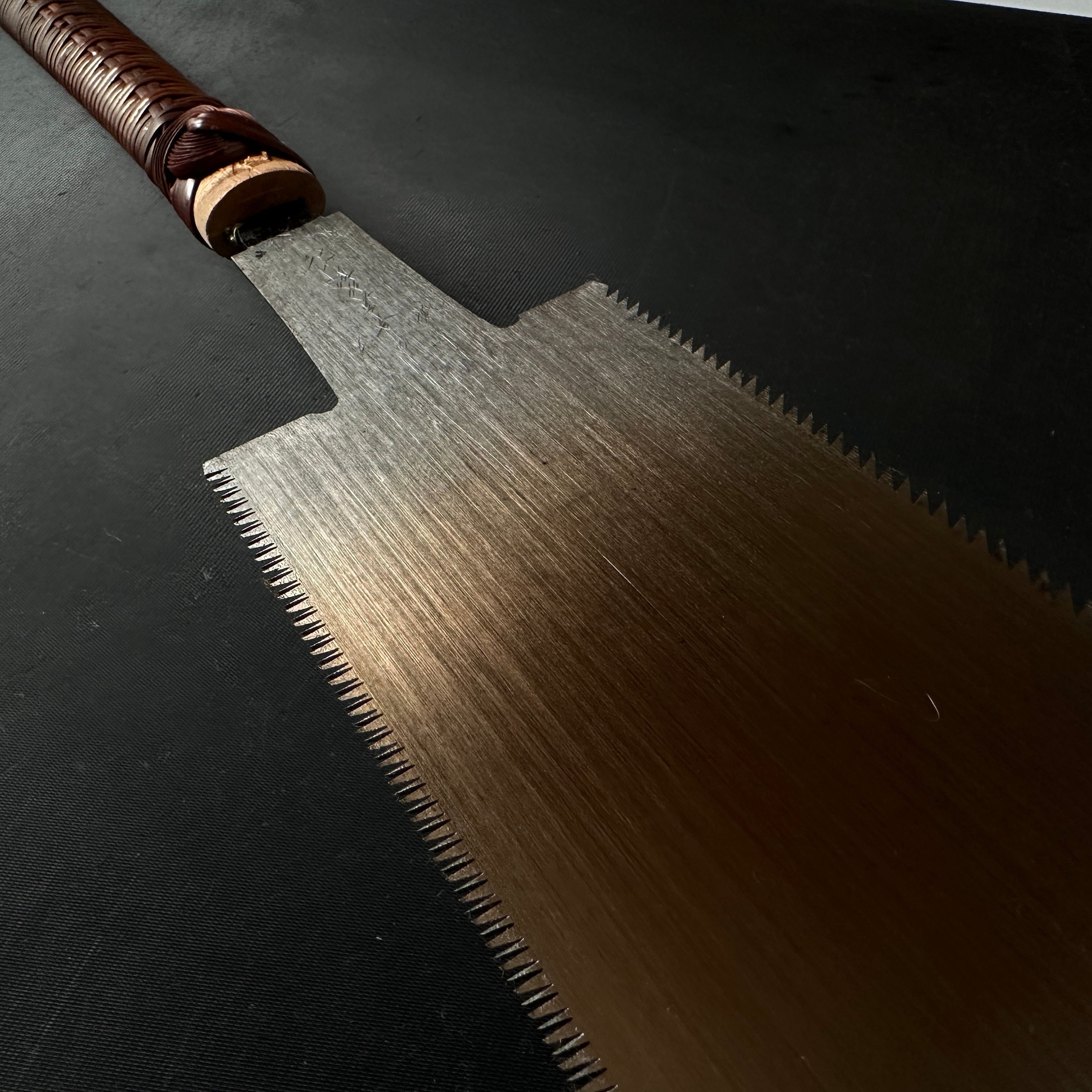 #R12 Ready to use! Old stock 中屋 眞次郎 Double Edge (Ryoba) Saw with Eddy Type Handles set by Kurashige 直ぐ使い 倉重栄助 目立 渦巻き柄 両刃鋸 250mm