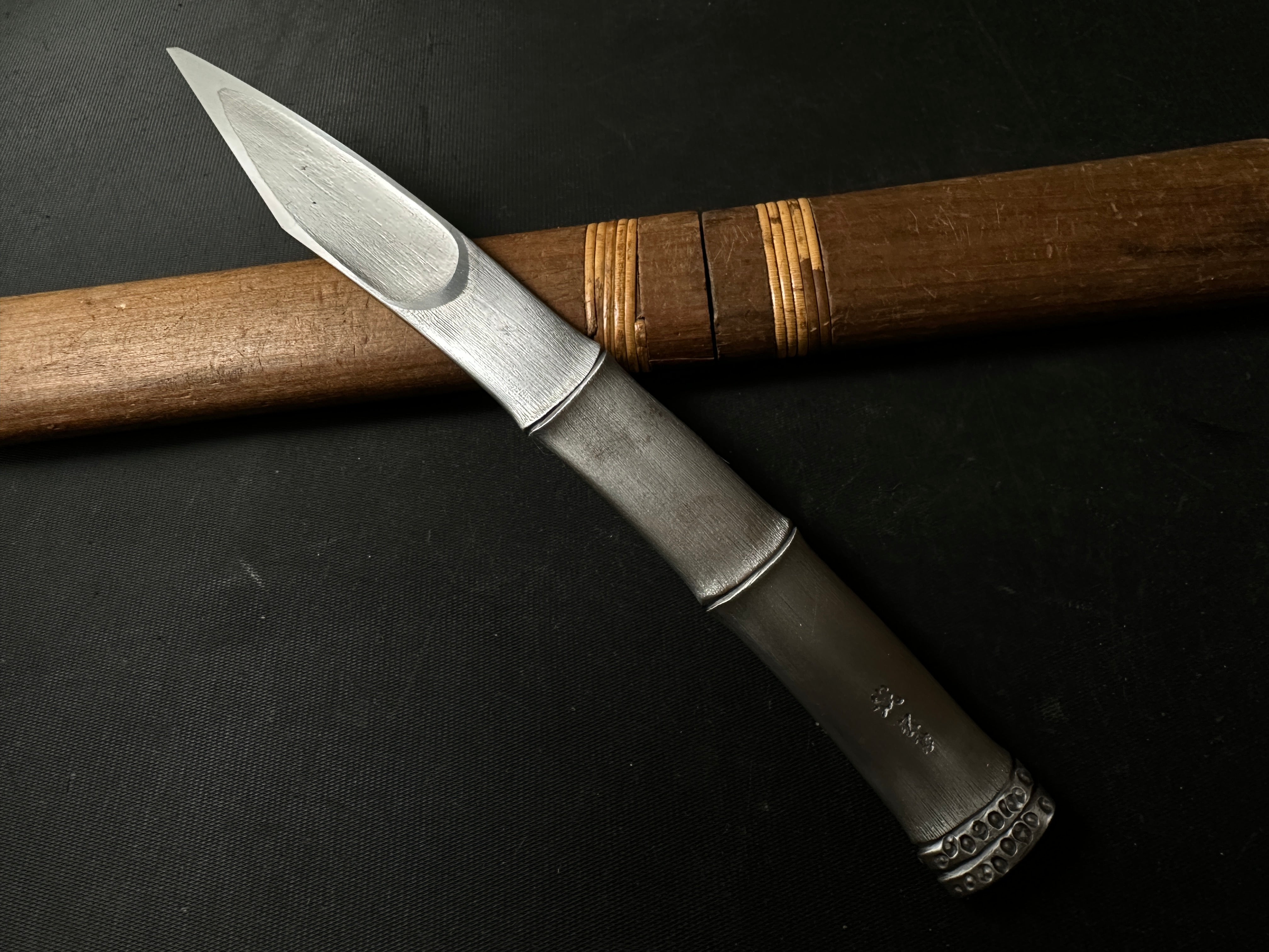 古株 #2 竹切り出し包丁 国慶作 3代目 右利き 掘り出し物 三代目国慶作 竹節 切出し小刀 21mm 右