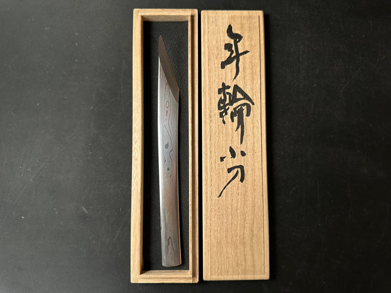 Old stock  Tree ring Kiridashi Knives by Kunikei 3rd Right hand 掘出し物 三代目国慶作 年輪 切出し小刀 21mm 右