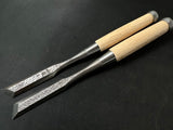 Old stock Shorter Timber Oblique chisels Set 18mm _______掘出し物 イスカ半叩き鑿セット 18mm