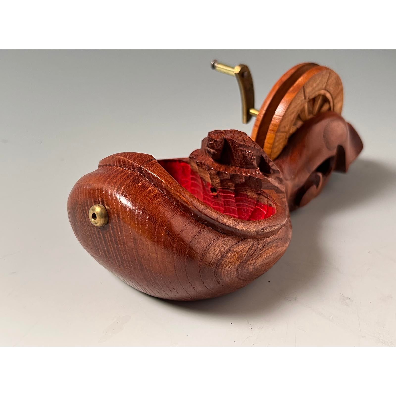 #ST46 Japanese Carpenter Ink Pot Traditional Measuring Tools Sumitsubo by Tsubogen 坪塬作 亀 墨壺 欅 195mm