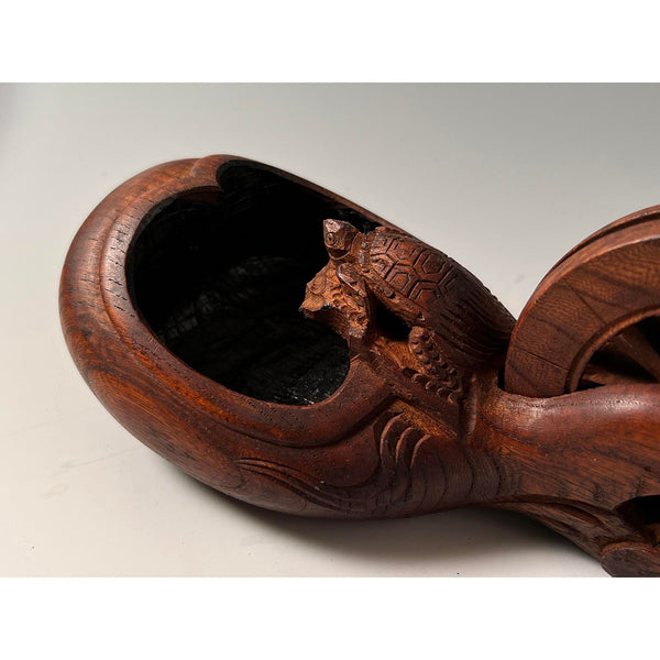 #ST48 Japanese Carpenter Ink Pot Traditional Measuring Tools Sumitsubo by Tsubonao 坪直作 亀 墨壺 欅 255mm
