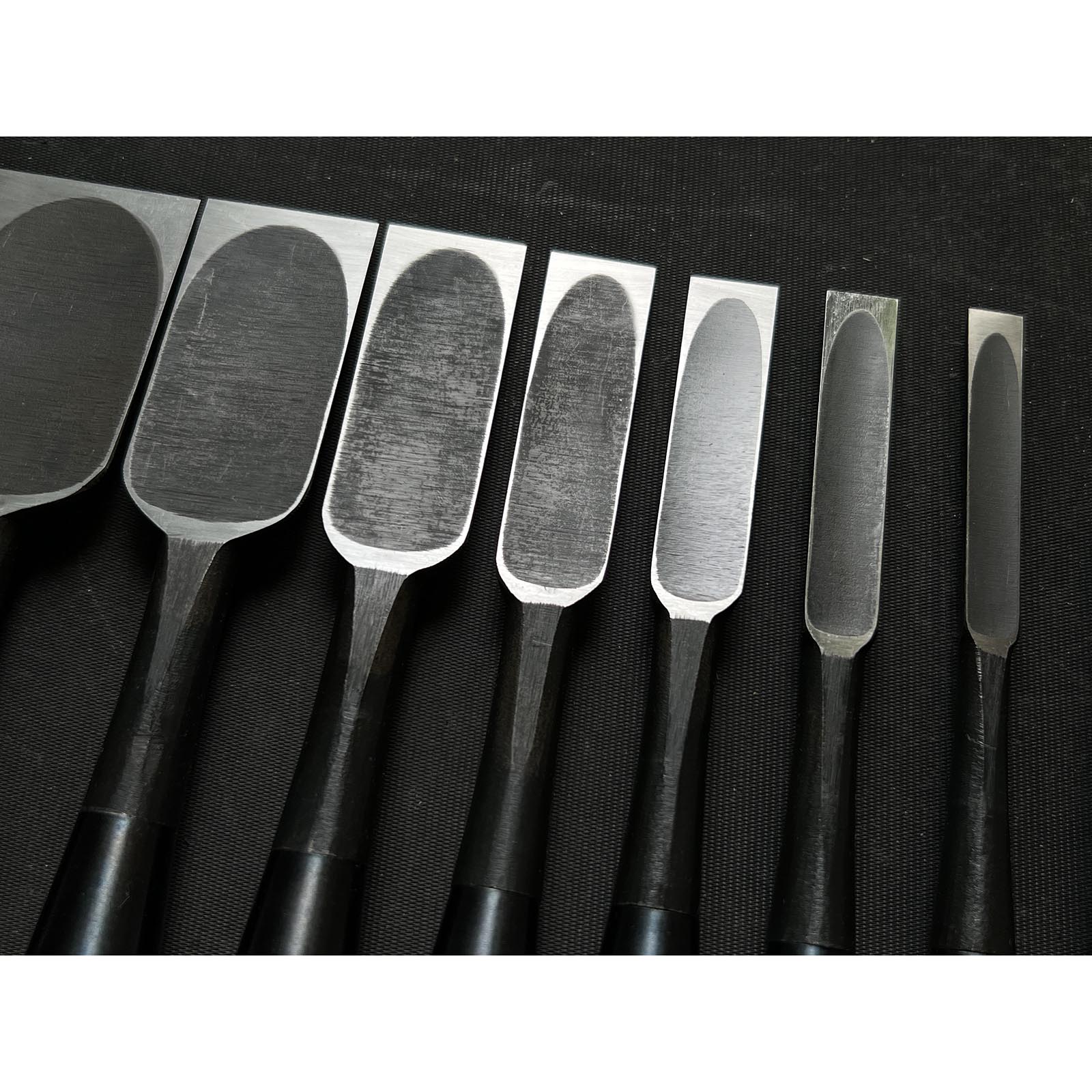 Tasai Fusetsu Bench chisels set (Oirenomi) with wooden box 田斎風雪作 追入組鑿 桐箱付