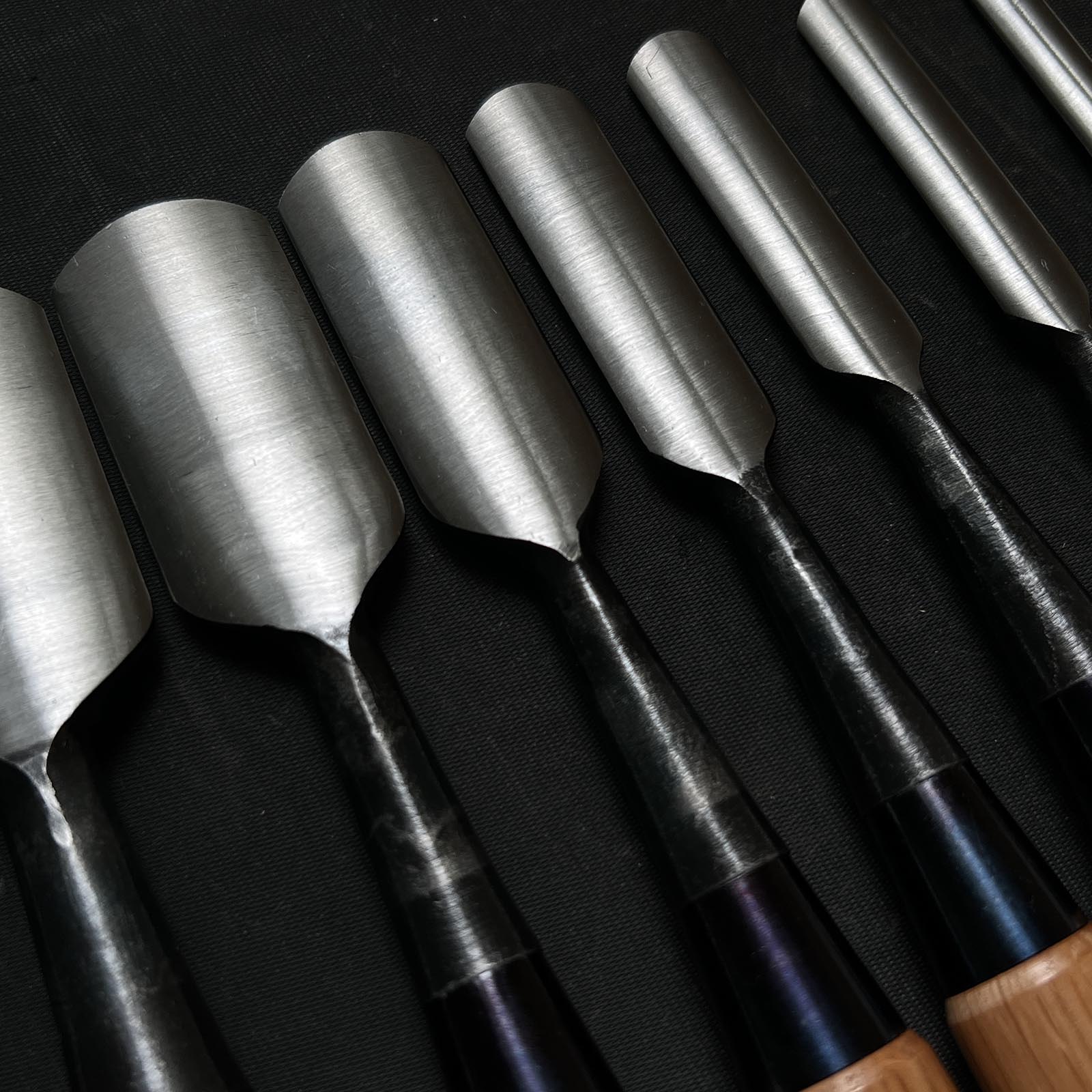 Toshikuni Soto maru chisels set with white steel 利國作 外丸組鑿  10本組