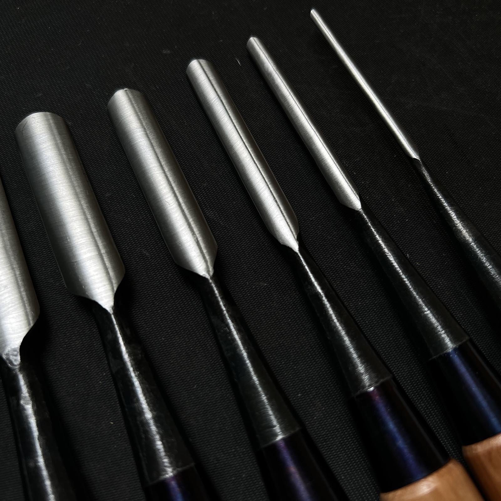 Toshikuni Soto maru chisels set with white steel 利國作 外丸組鑿  10本組