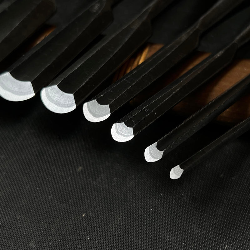 Toshikuni Soto maru chisels set with white steel 利國作 外丸組鑿  10本組
