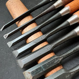 #M125  Mixed set for beginner Bench chisels set by unknown smith バラ鑿合わせ 初心者におすすめ 追入組鑿 作者不明 Oirenomi