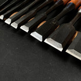 #M124 Mixed set for beginner Bench chisels set by unknown smith バラ鑿合わせ 初心者におすすめ 追入組鑿 作者不明 Oirenomi