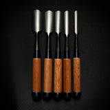 Toshikuni #2 Soto maru chisels set with white steel 利國 外丸組鑿 5本組 Sotomarunomi