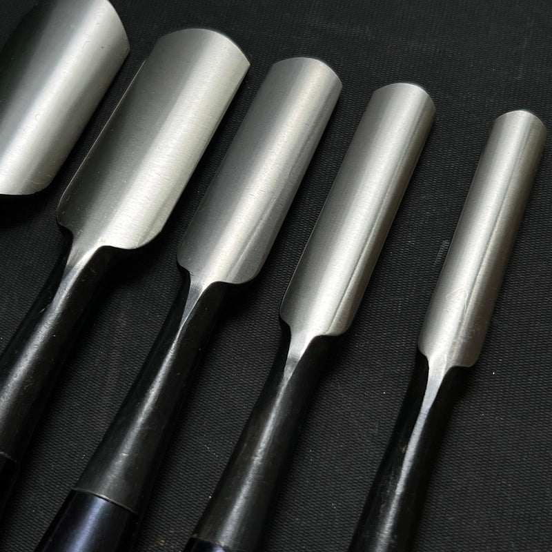 Toshikuni #2 Soto maru chisels set with white steel 利國 外丸組鑿 5本組 Sotomarunomi