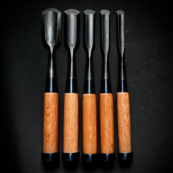 Toshikuni #2 Soto maru chisels set with white steel 利國 外丸組鑿 5本組 Sotomarunomi