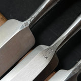 Old stock #M128 Mixed set for beginner Bench chisels set with White steel 掘出し物 バラ鑿合わせ 初心者におすすめ 追入鑿5本組 Oirenomi