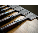 Old stock Nishiki Ryu Mokume Bench chisels set (Oirenomi) 掘出し物 錦政男作 錦龍 木目追入鑿16本組