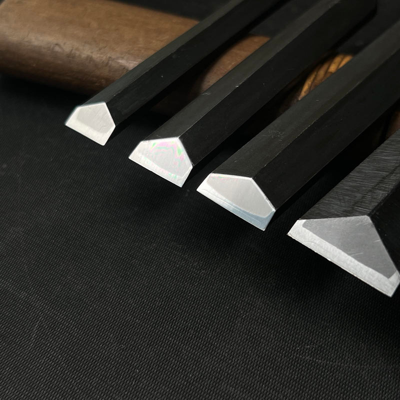Yoshitaka Dovetail Paring chisels (Usunomi) with white steel 義隆 鎬薄鑿 12,15,18,24,30mm