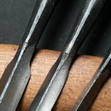 Kanetake Dovetail chisels by Takahashi Norikazu 高橋典三作 カネ武 追入鎬鑿 Shinogi-nomi 12,9,6mm