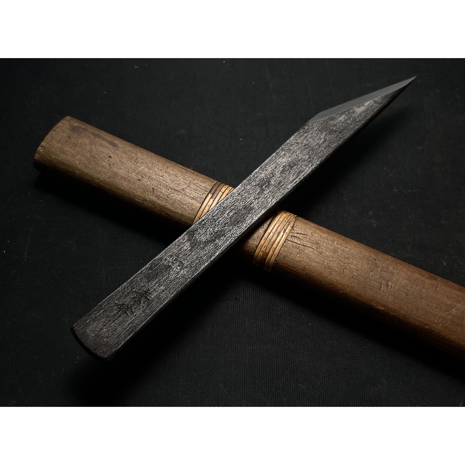 Moce-Hirotsugu Mokume Right hand Kiridashi by Sozen  莫測 廣貢 素全作 黒木目造 切出し小刀 右 24mm