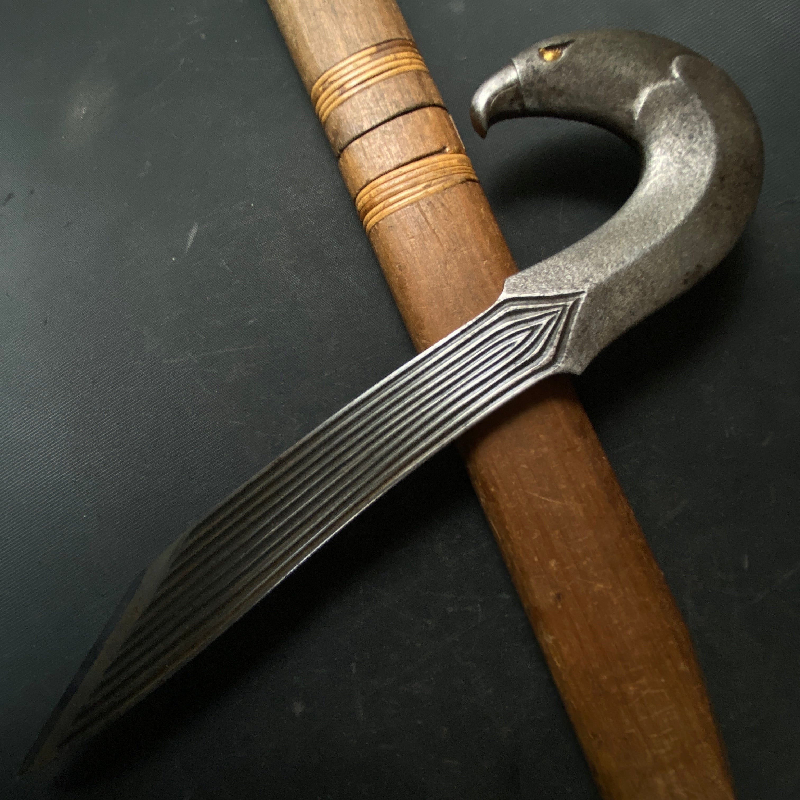 Old stock Fujiwara Yoshiaki Kiridashi Kokatana Bird(kanoto tori) 掘出し物 藤原良明作 加藤清志氏 辛酉 切出小刀 右 21mm